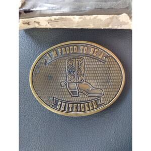 Cowboys Belt Buckle Proud To Be A Sh!tkicker Vtg 70s Koleaco Garland TX .NOX049